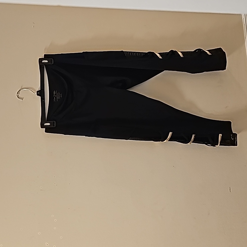 Black and  gold active pants